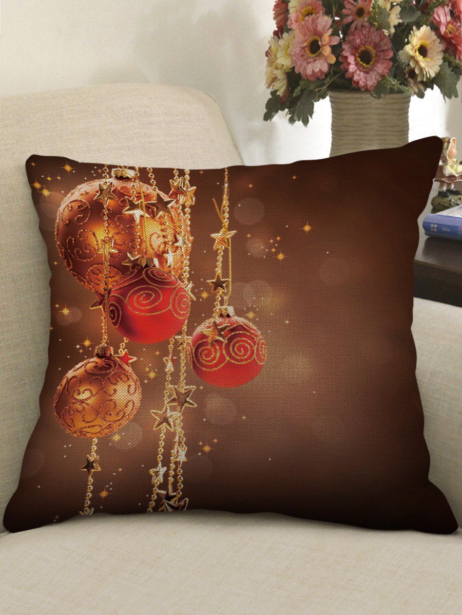 

Christmas Ball Stars Print Decorative Sofa Pillowcase, Multi