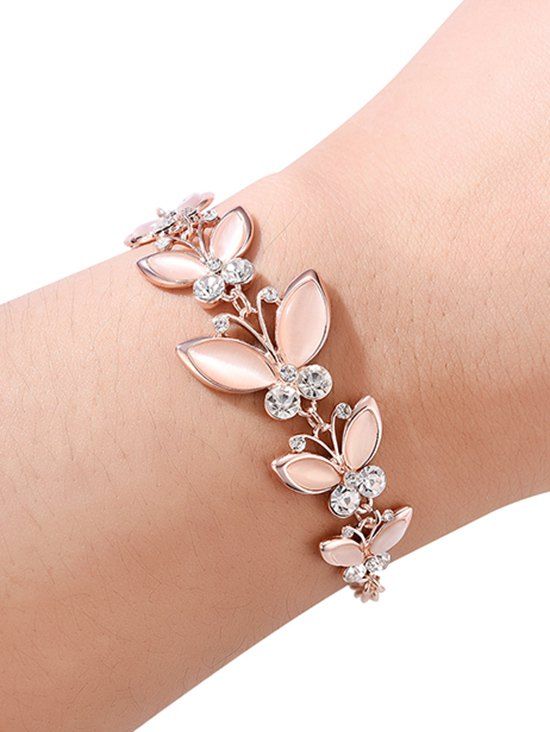 

Rhinestone Butterflies Decor Chain Bracelet, Rose gold