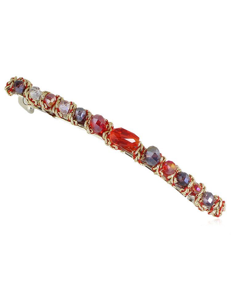 

Round Artificial Crystal Hair Clip, Lava red