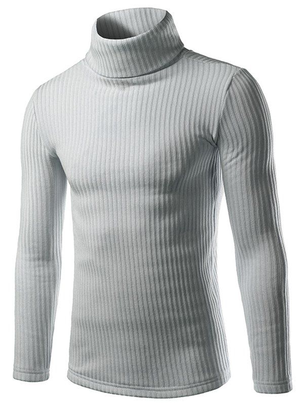 

Turtle Neck Pullover Solid Sweater, Light gray