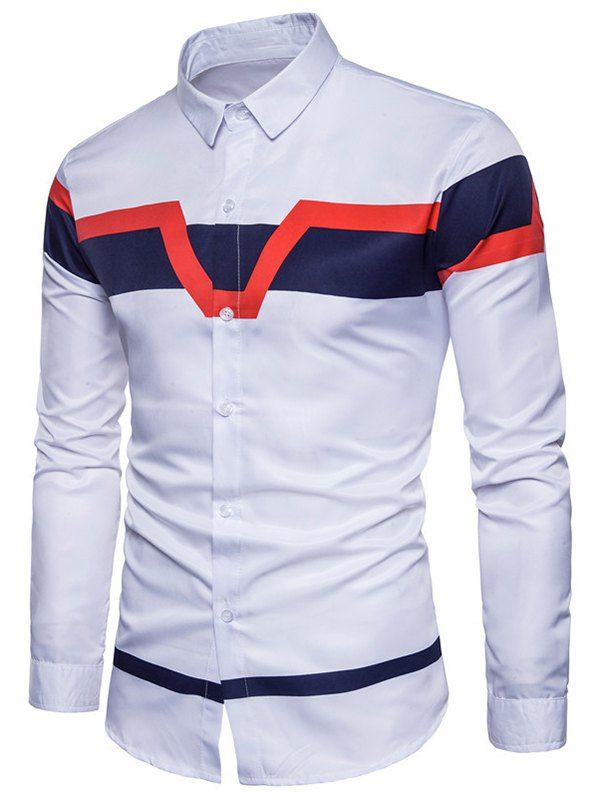 

Slim Fit Color Block Shirt, White