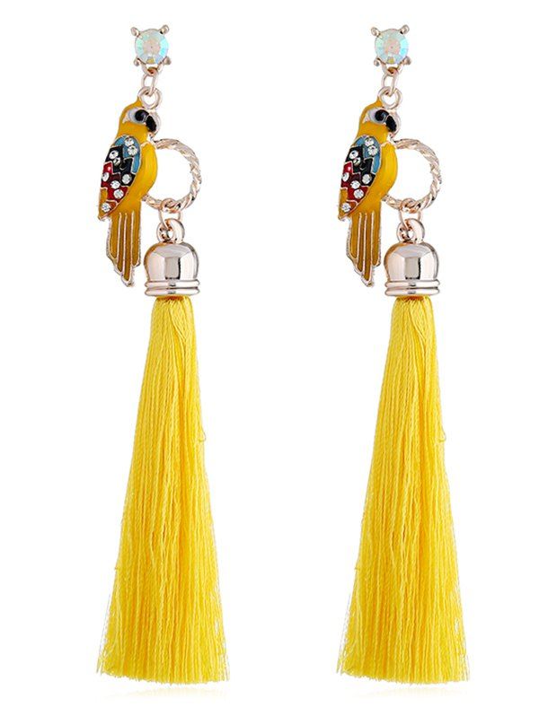 

Parrot Design Rhinestone Inlaid Earrings, Yellow