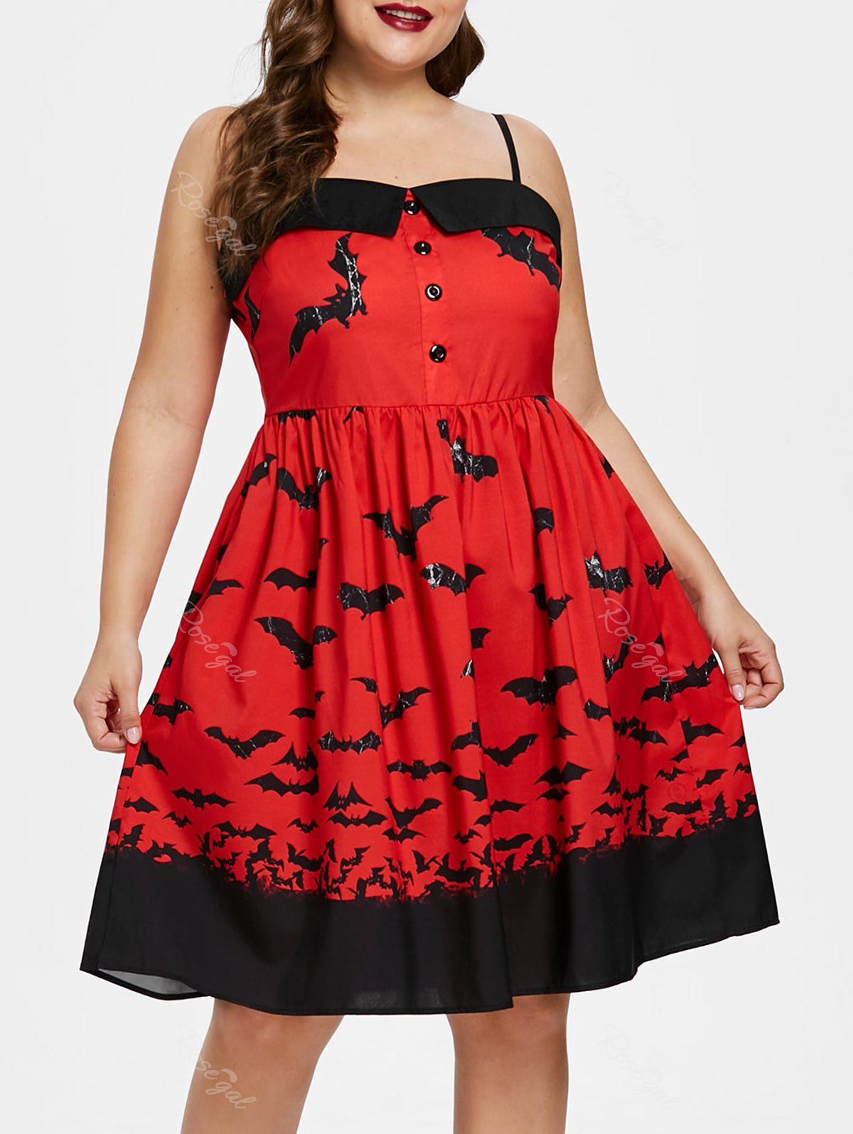 Shops Plus Size Halloween Bats Pattern Cami Dress  