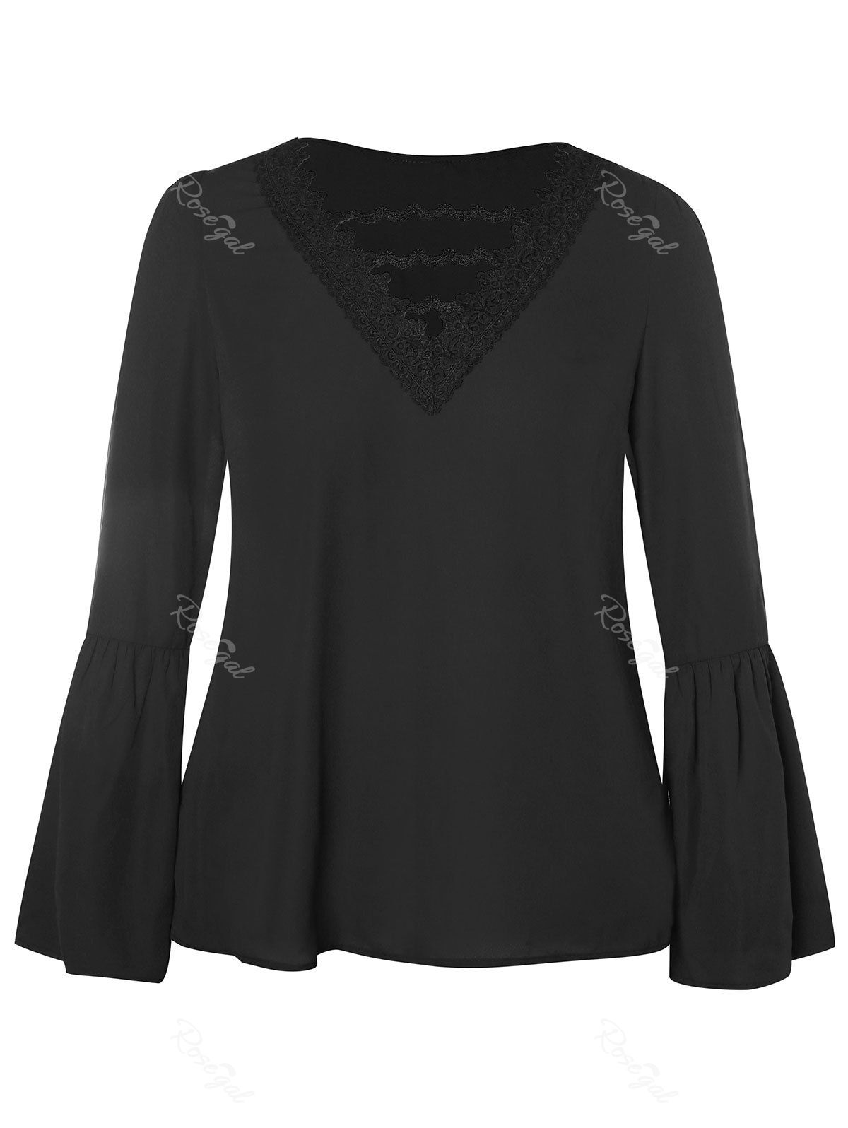 

Plus Size Solid Color Flower Embroidery Cut Out T-shirt, Black