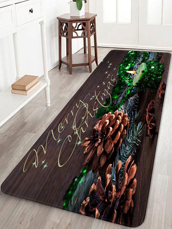 

Christmas Candle Pattern Anti-skid Water Absorption Area Rug, Multi