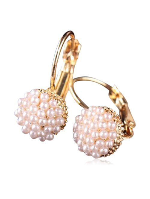 

Vintage Faux Pearl Lever Back Earrings, Gold