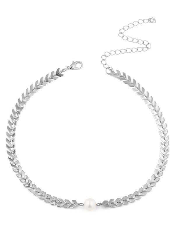 

Herringbone Design Choker Necklace, Silver