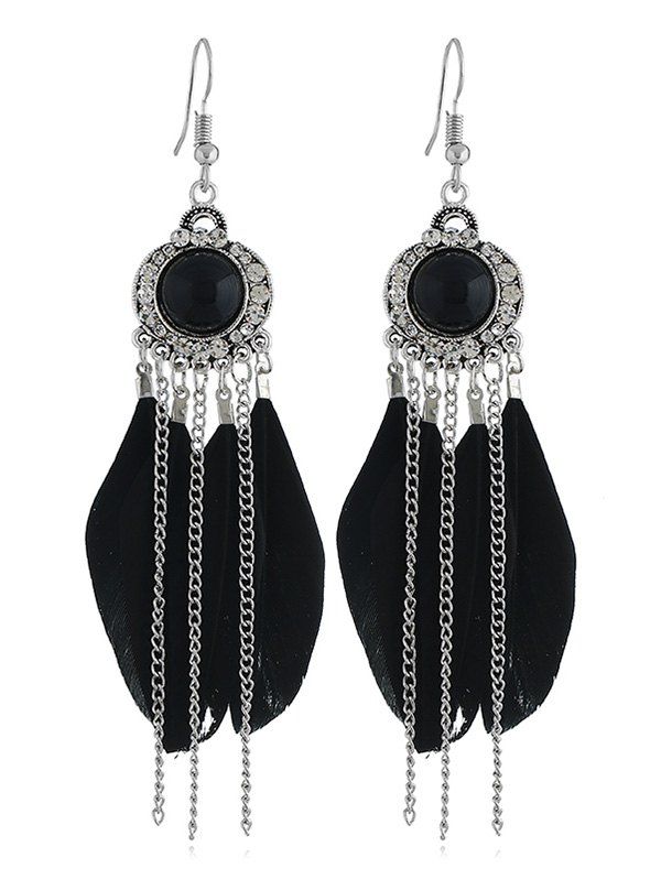 

Bohemian Feather Chain Fish Hook Earrings, Black