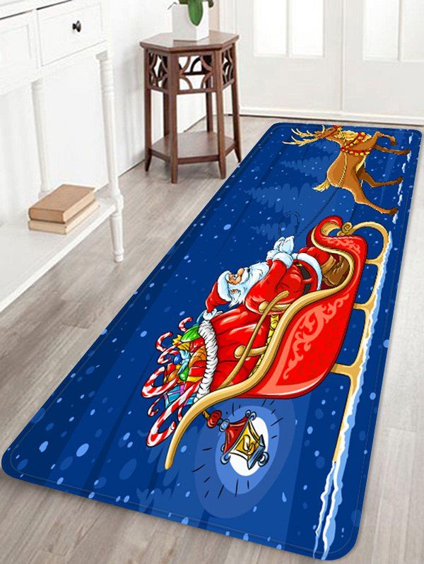 

Father Christmas Deer Gift Printed Non-slip Area Rug, Blueberry blue