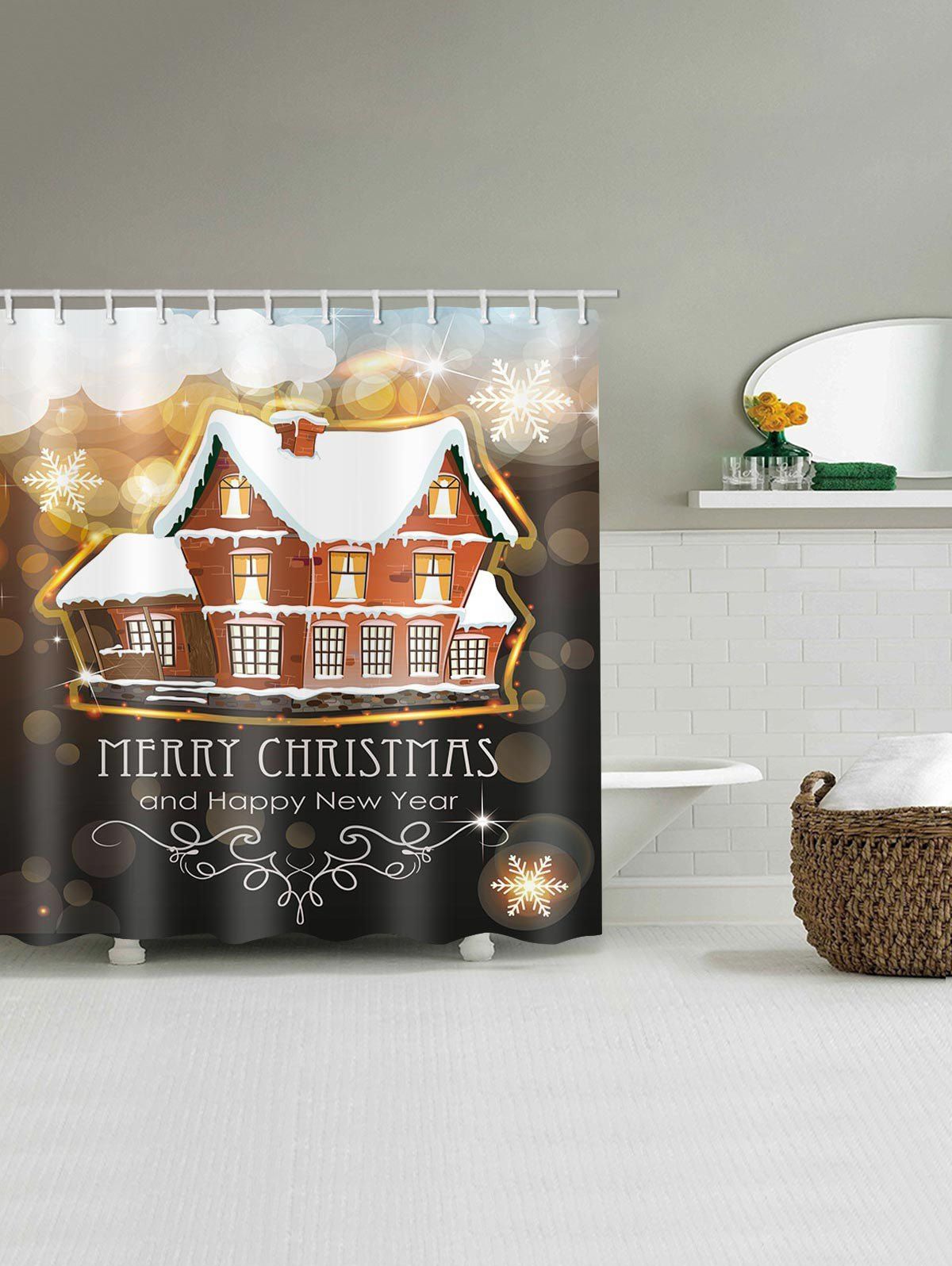 

Christmas Letter Decoration Bathroom Shower Curtain, Multi