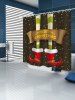 Rideaux de Douche Imperméable Joyeux Noël Bottes et Etoile Imprimées - Rouge Lave Largeur 71 x Longueur 79 pouces