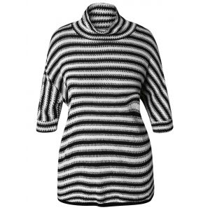 

Plus Size Drop Shoulder Turtleneck Stripe Sweater, Multi