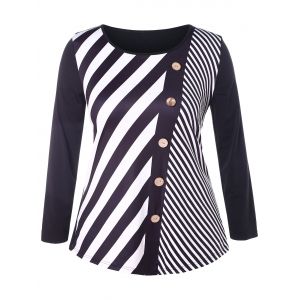 

Plus Size Striped T-shirt, Black