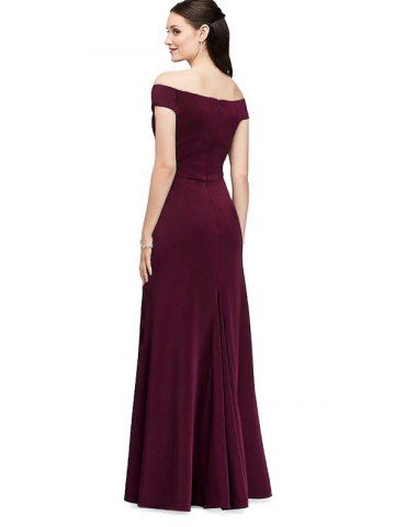 

Off The Shoulder Maxi Evening Dress, Red wine