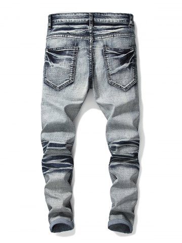

Ombre Color Distressed Cuffed Jeans, Light gray