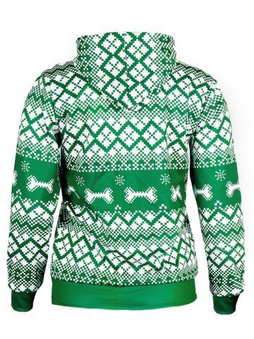 

Christmas Dog and Gift Print Pullover Hoodie, Green