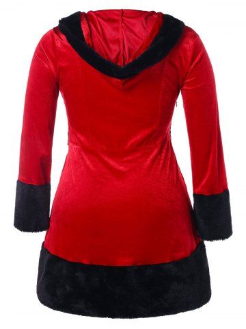

Christmas O Ring Embellished Plus Size Velvet Dress, Lava red