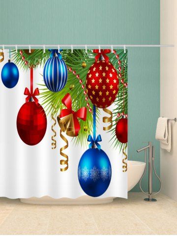 

Christmas Bells Ball Pattern Waterproof Shower Curtain, White