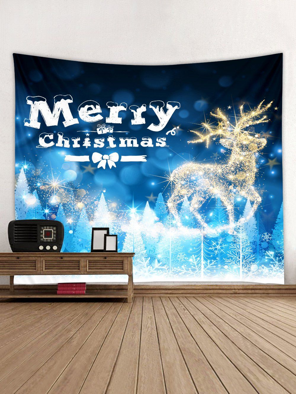 

Merry Christmas Elk Art Decor Tapestry, Multi