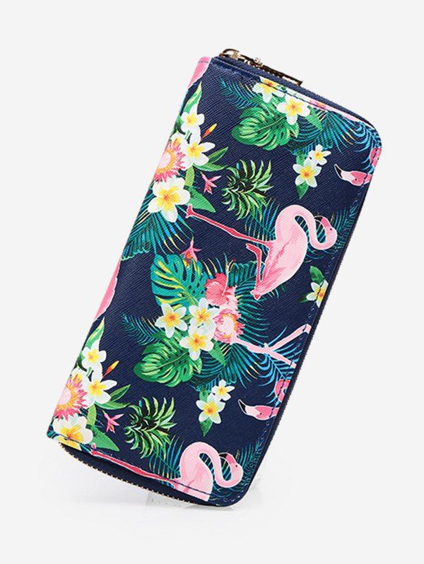 

Flamingo Print Zip Around Wallet, Slate blue