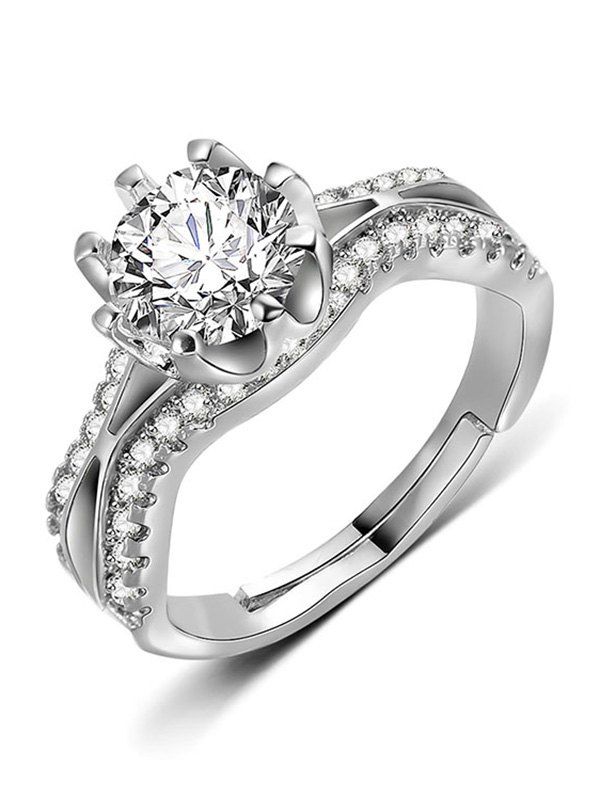 

Flower Design Artificial Diamond Finger Ring, Silver