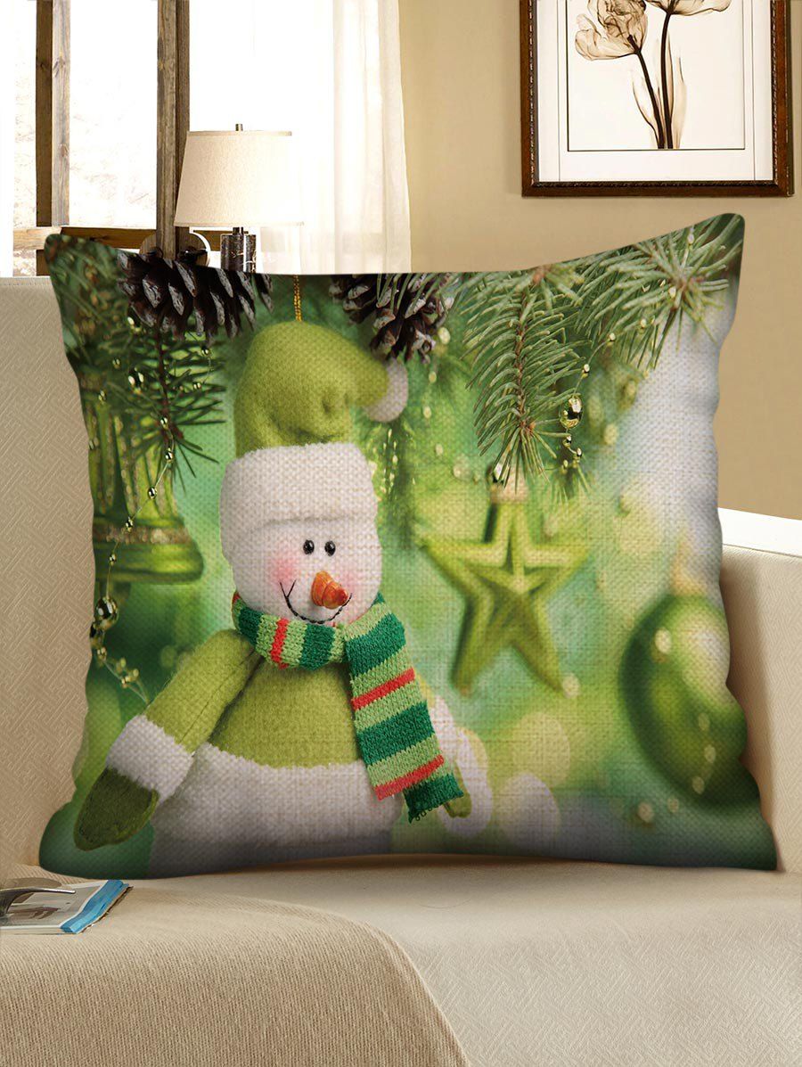 

Christmas Snowman Pattern Decorative Sofa Linen Pillowcase, Multi