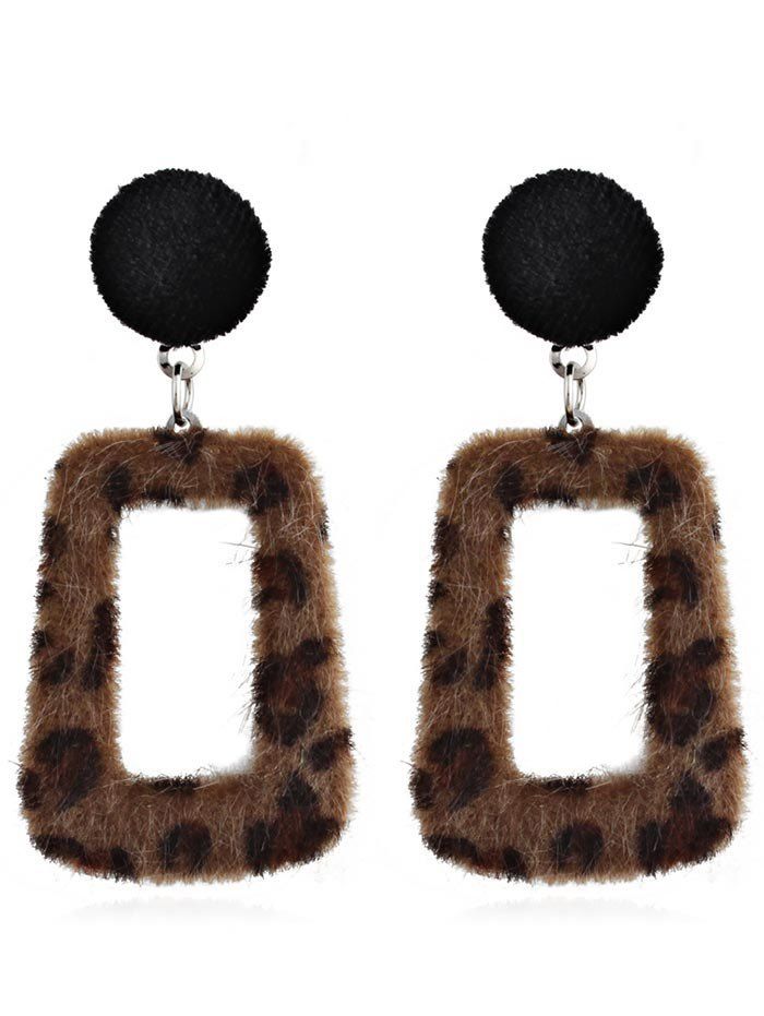 

Hollow Out Leopard Pendant Earrings, Deep brown