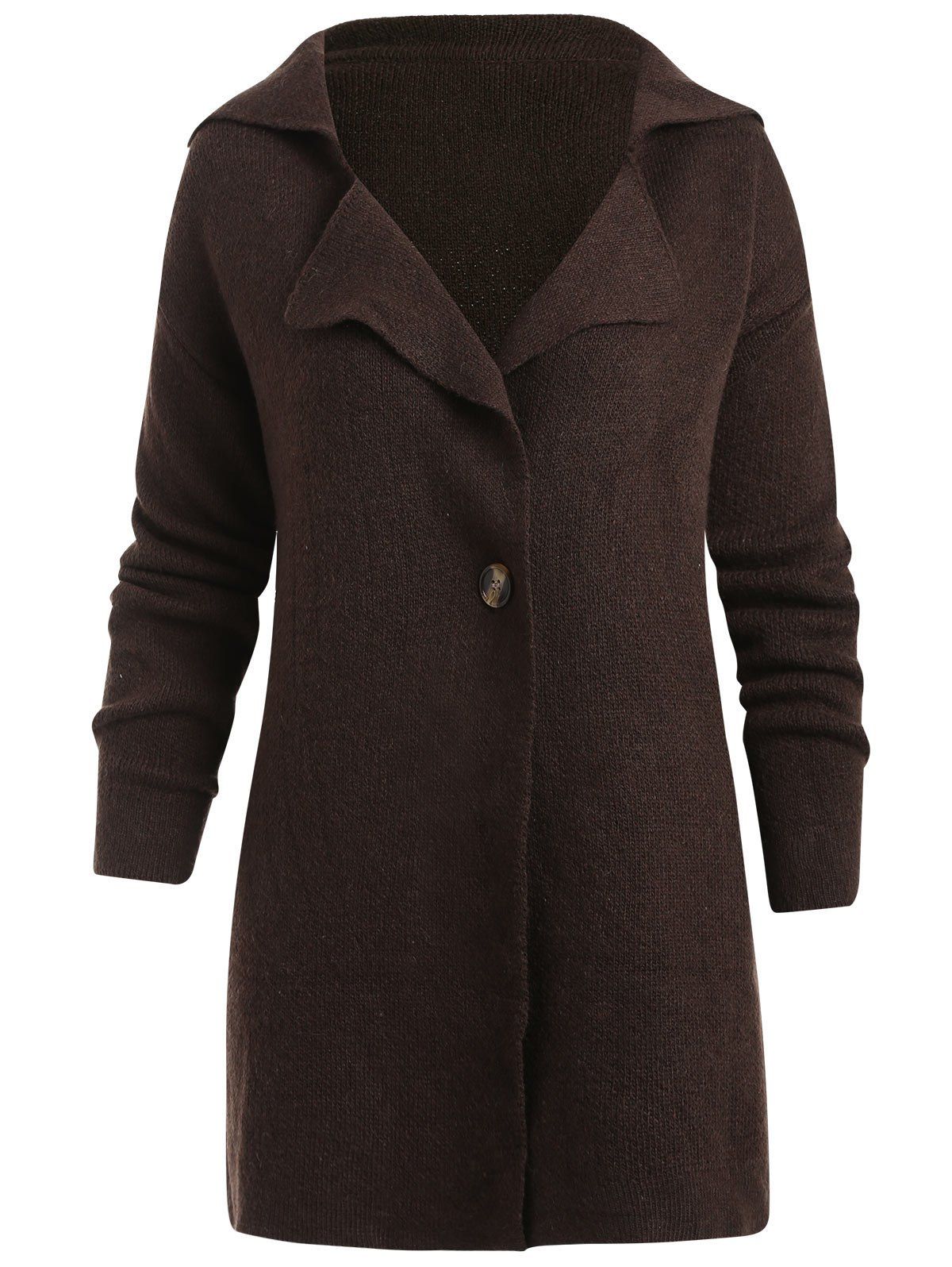 

Single Button Tunic Cardigan, Deep brown