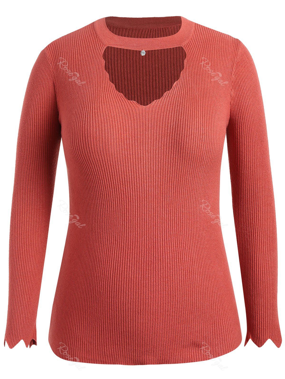 

Mock Neck Plus Size Cut Out Sweater, Chestnut red