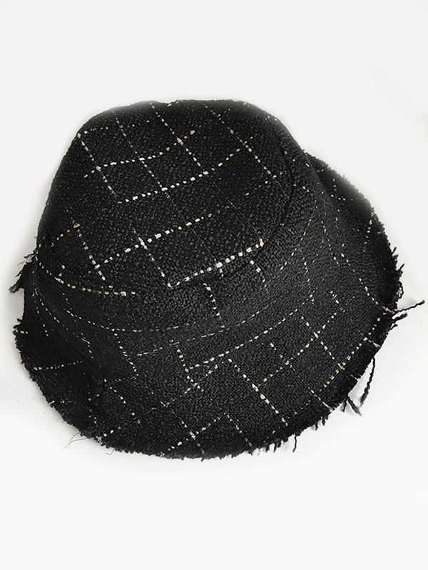 

Stylish Plaid Decorative Bucket Hat, Black