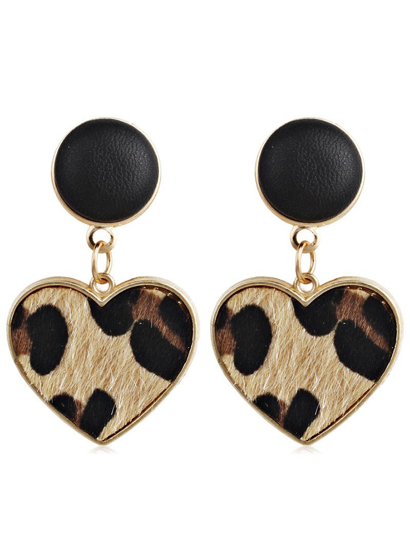 

Leopard Heart Shape Drop Earrings, Light brown