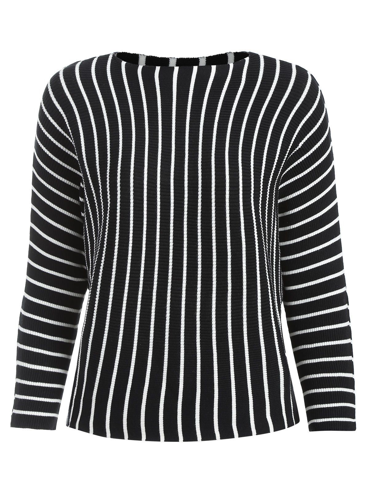 

Dolman Sleeve Striped Knitwear, Black