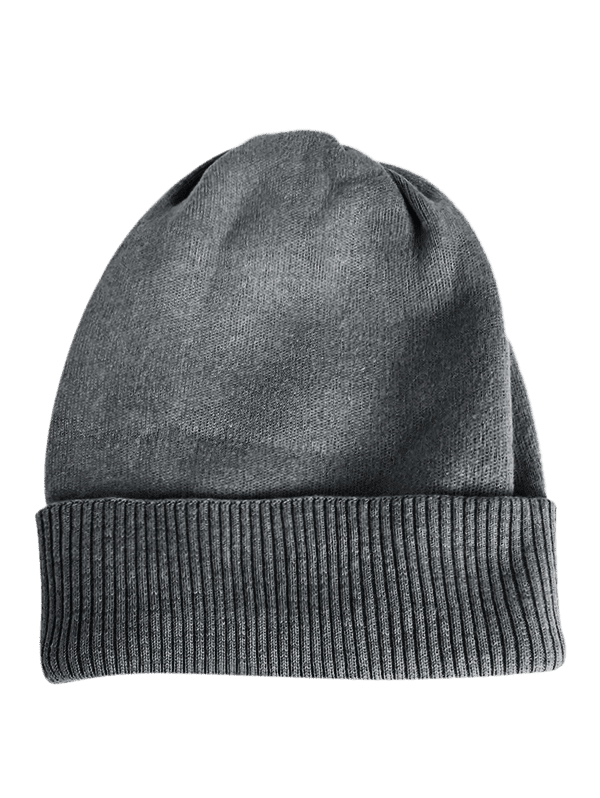 

Solid Color Flanging Knitted Baggy Beanie, Gray