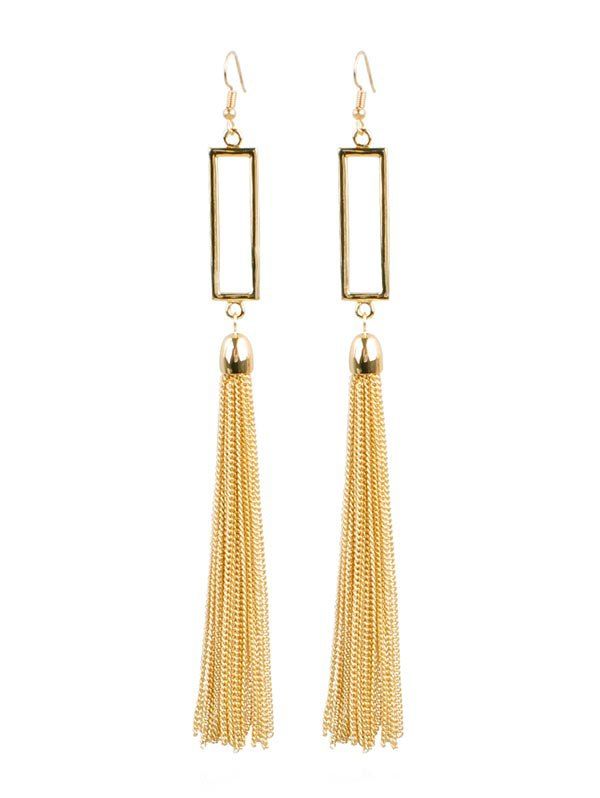 

Geometric Fringed Fish Hook Earrings, Gold