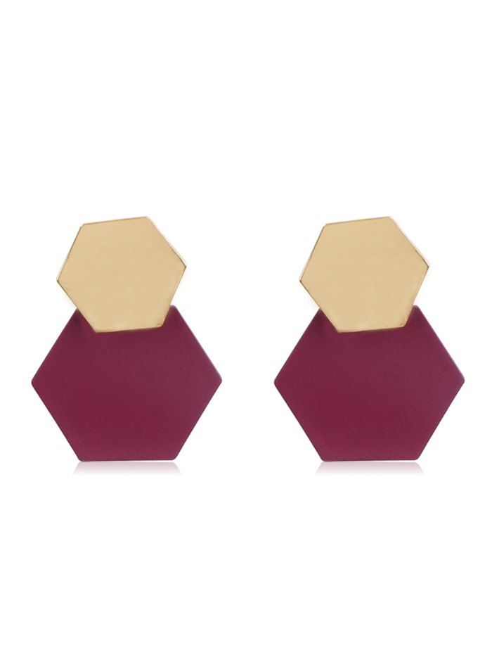 

Irregular Geometry Alloy Earrings, Red wine