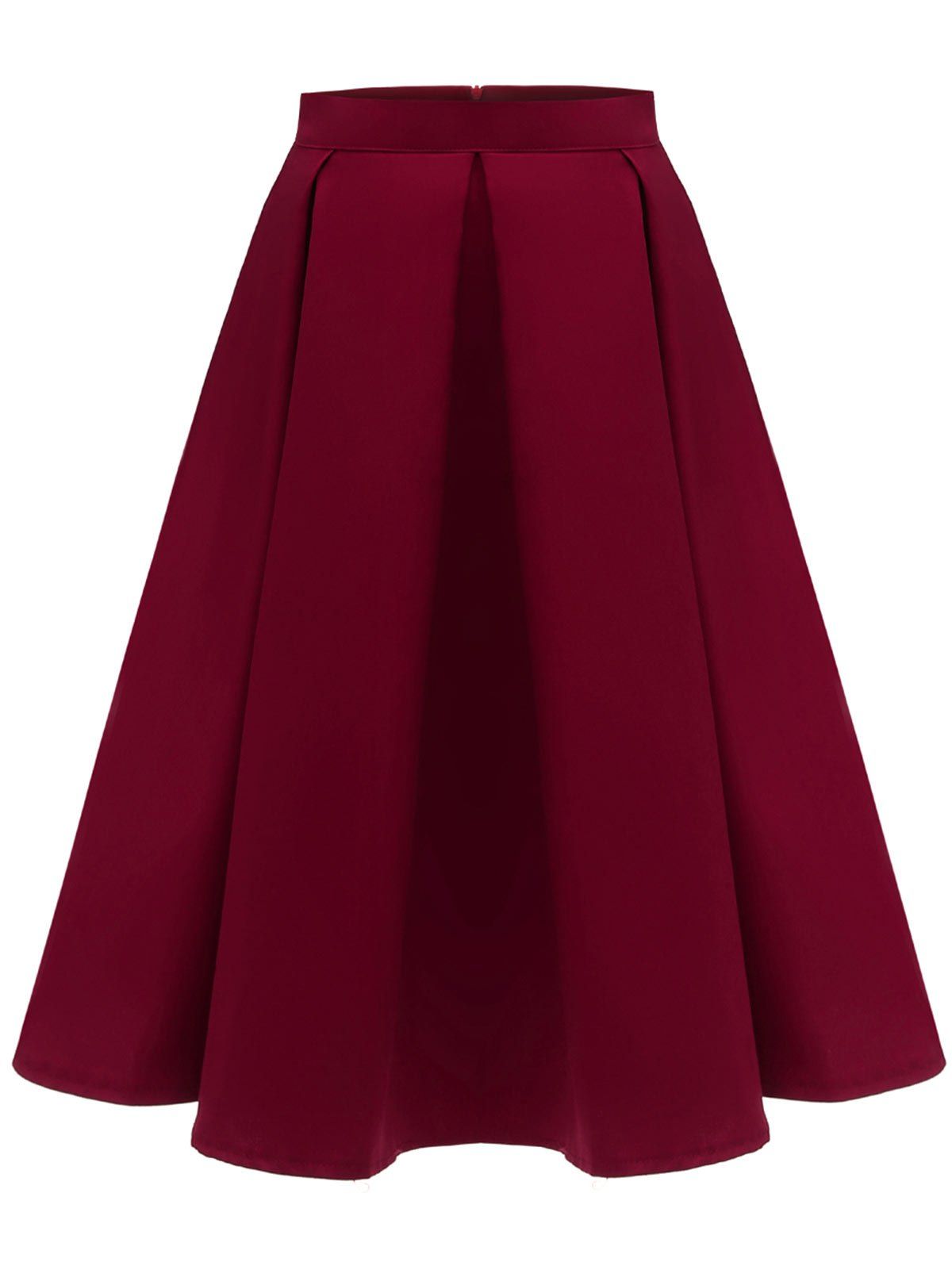 

Pure Color A Line Skirt, Red wine