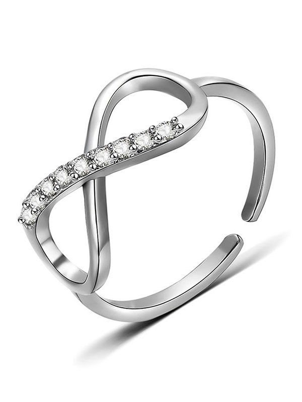 

Eight Design Rhinestone Finger Ring, Silver