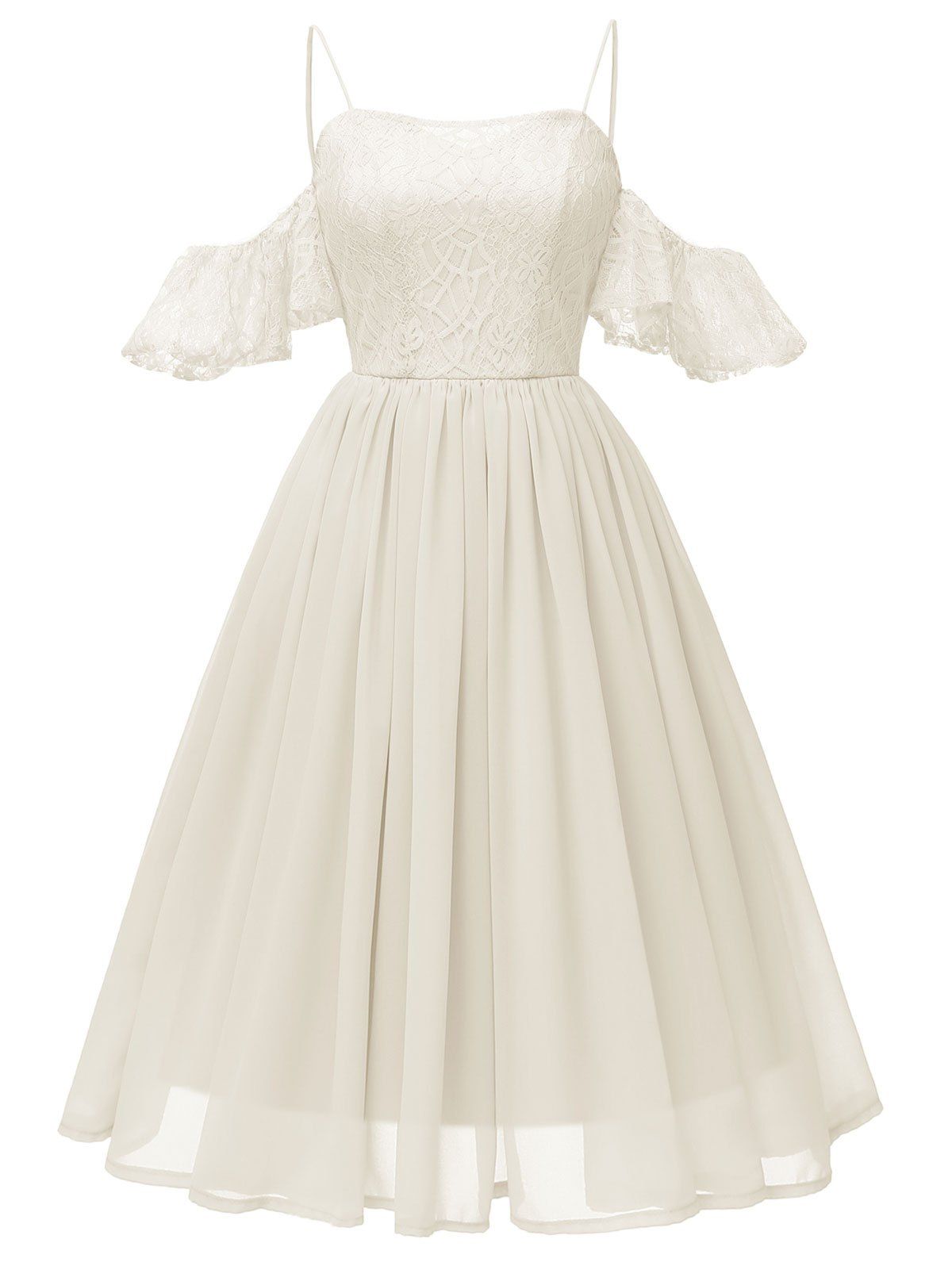 

Spaghetti Strap Lace Panel Vintage Dress, Apricot