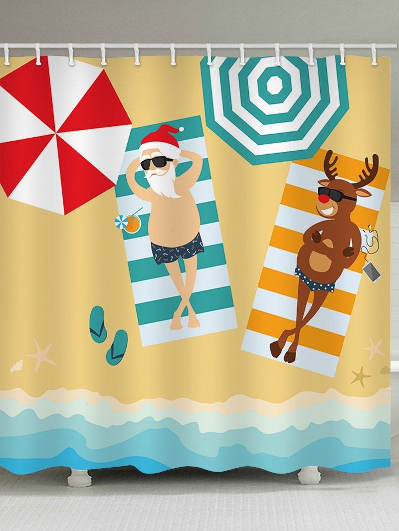 

Christmas Beach Flip-flops Bathroom Shower Curtain, Multi