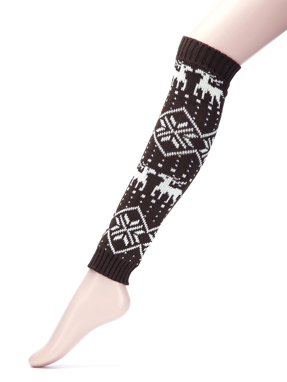 

Christmas Elk Knitted Winter Leg Warmers, Coffee