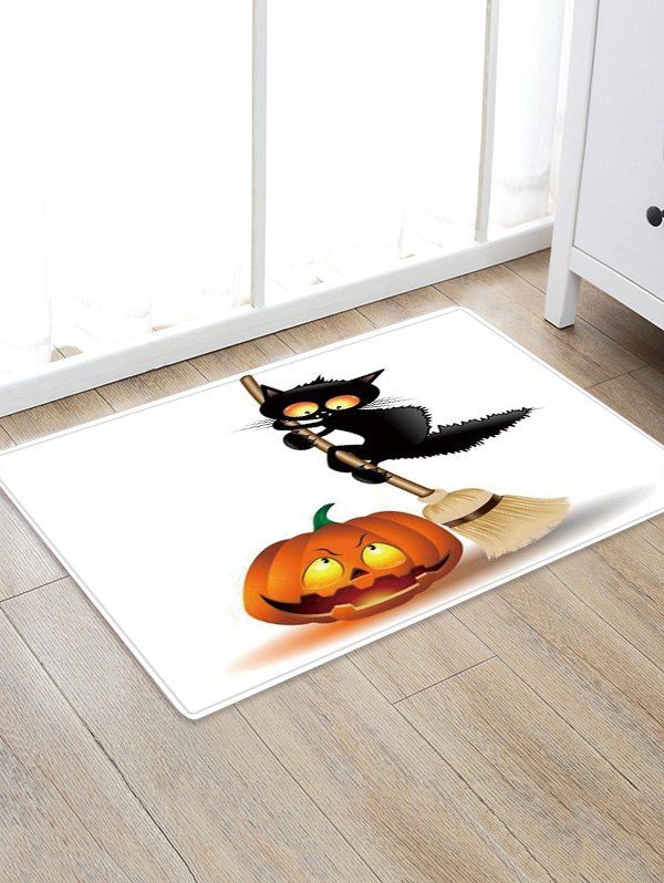 

Pumpkin Cat Print Decorative Floor Rug, Multi