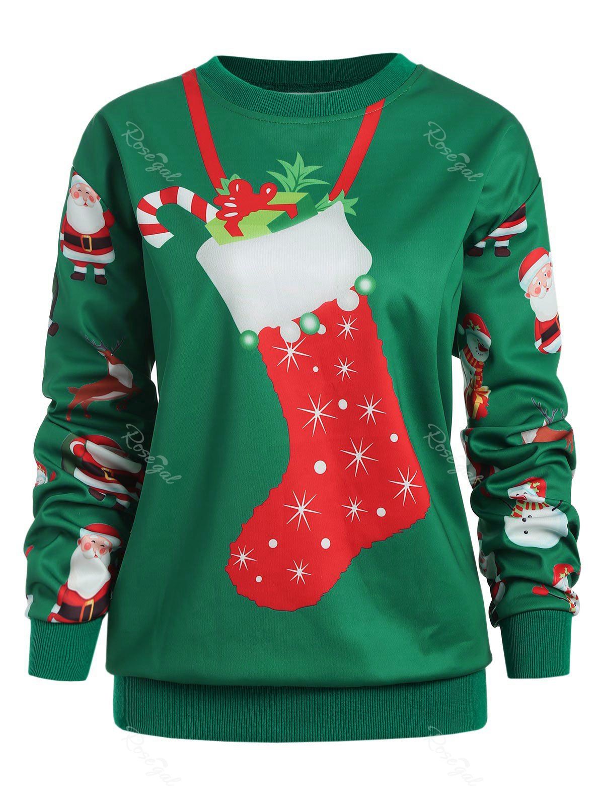 

Christmas Santa Claus Plus Size Sweatshirt, Green