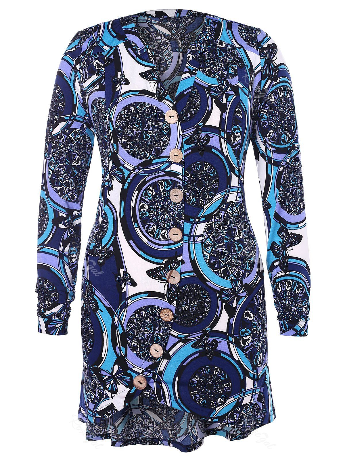 

Plus Size Printed Irregular Blouse, Black