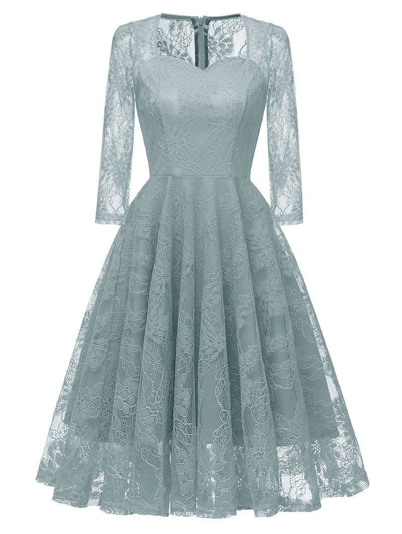 

Sweetheart Neck Lace Party Dress, Cyan opaque