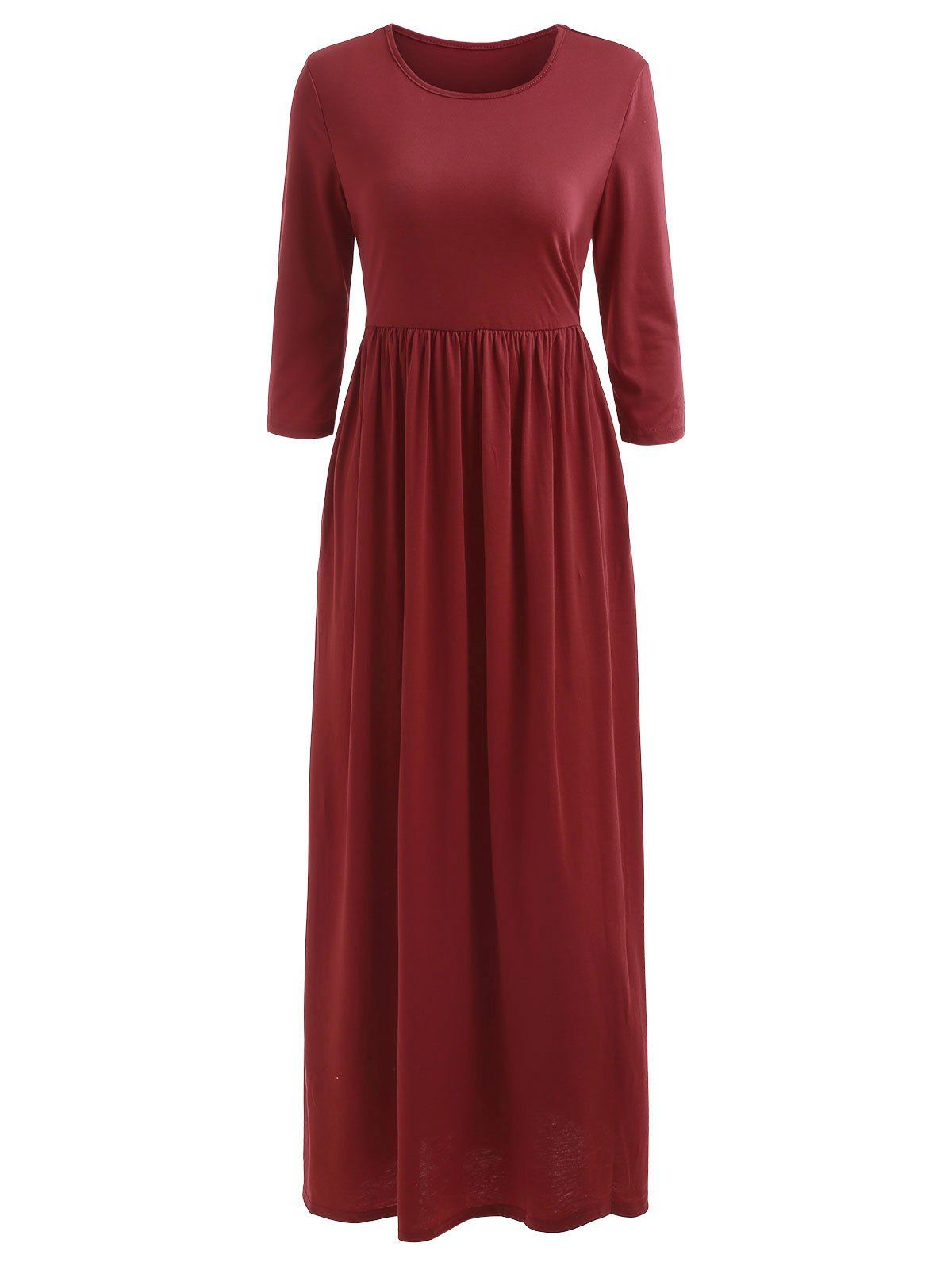 

Plain Maxi Dress with Pockets, Red wine
