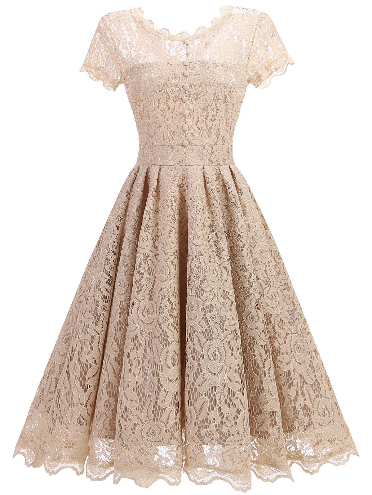 

A-line Lace Cocktail Dress, Apricot