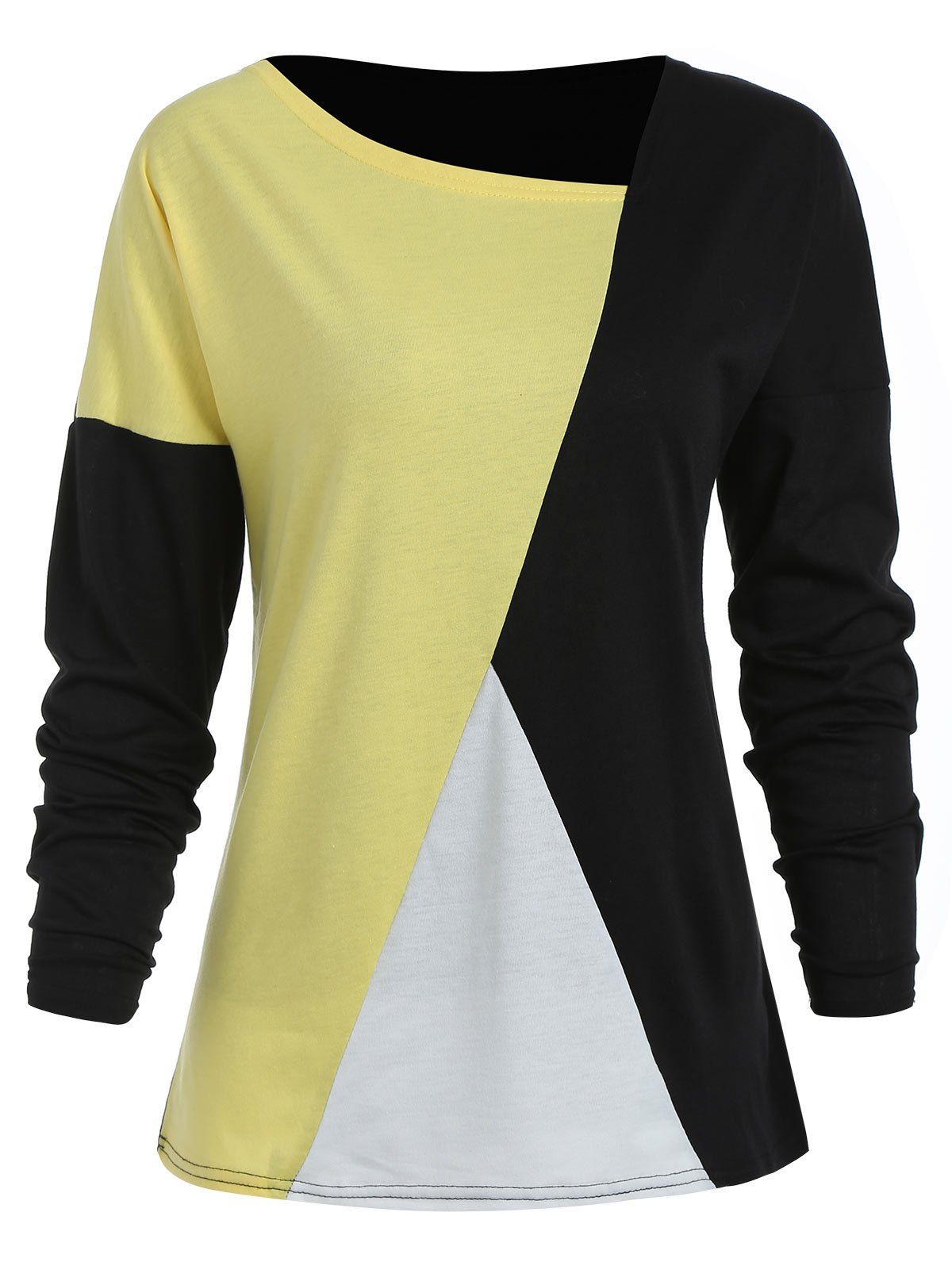 Color Block Drop Shoulder Pullover T Shirt, Multi