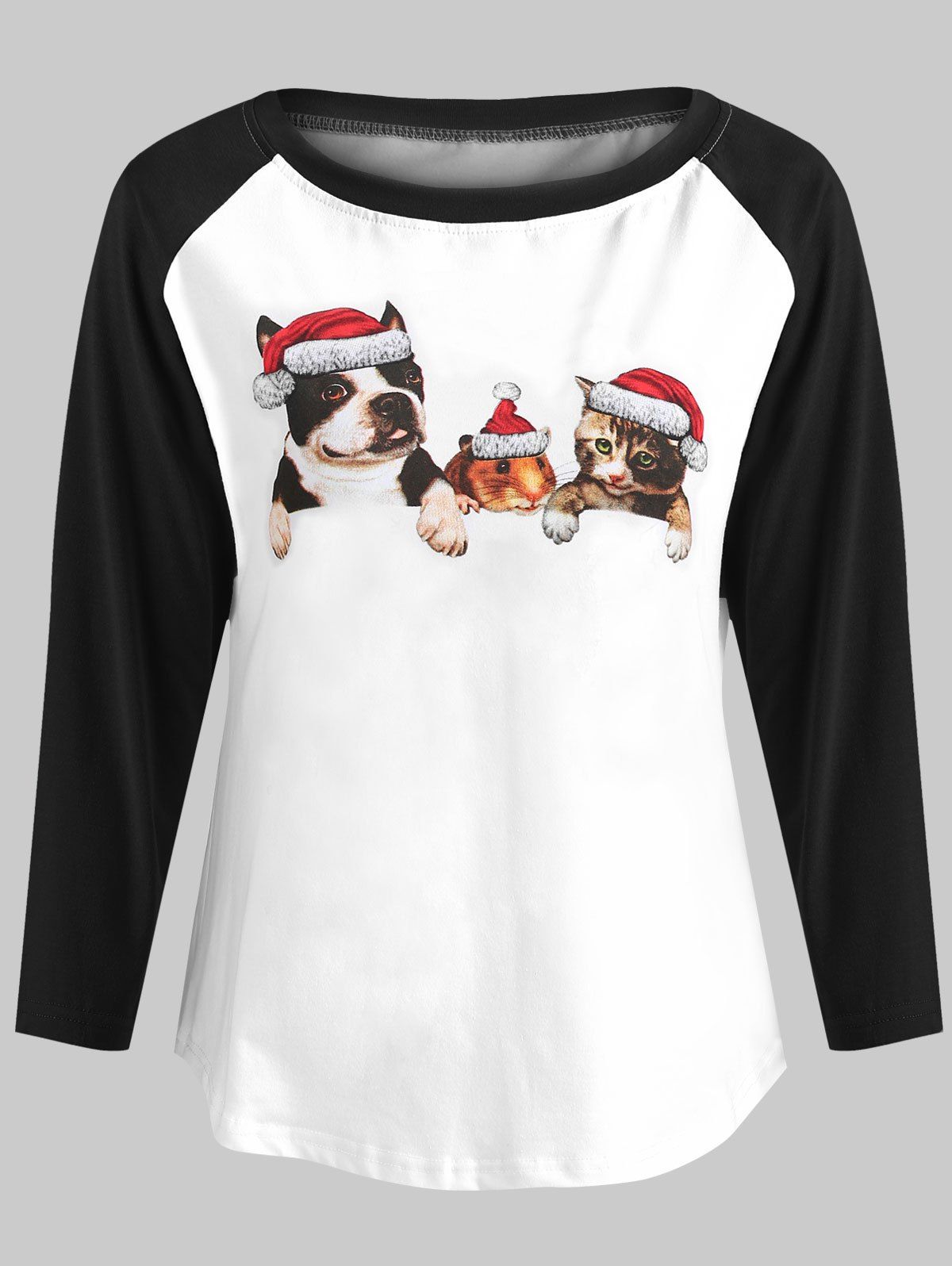 

Christmas Animal Print Baseball T-shirt, White