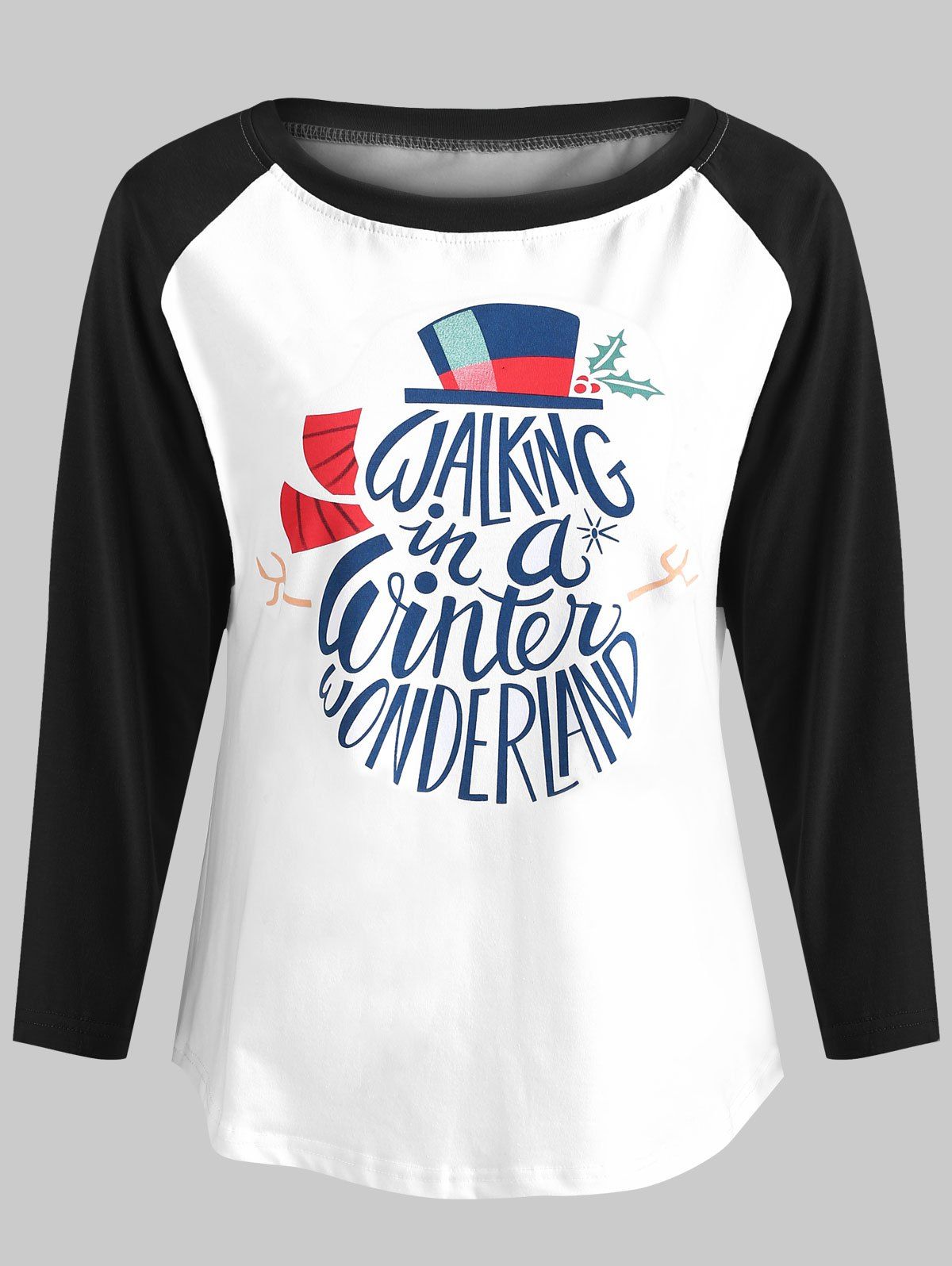 

Christmas Letter Print Baseball Tee, White