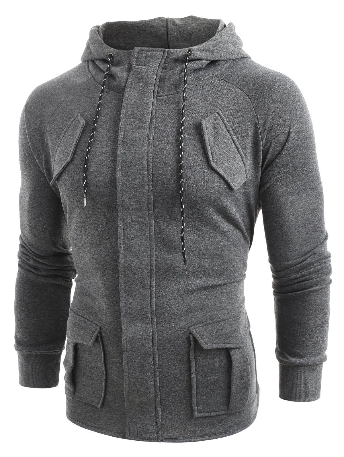 solid pouch pocket fleece hoodie